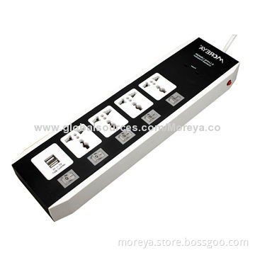 Power Strip, Universal Standard for AU, EU, UK, US Usage/2 USB Ports, Surge/Overload Protection